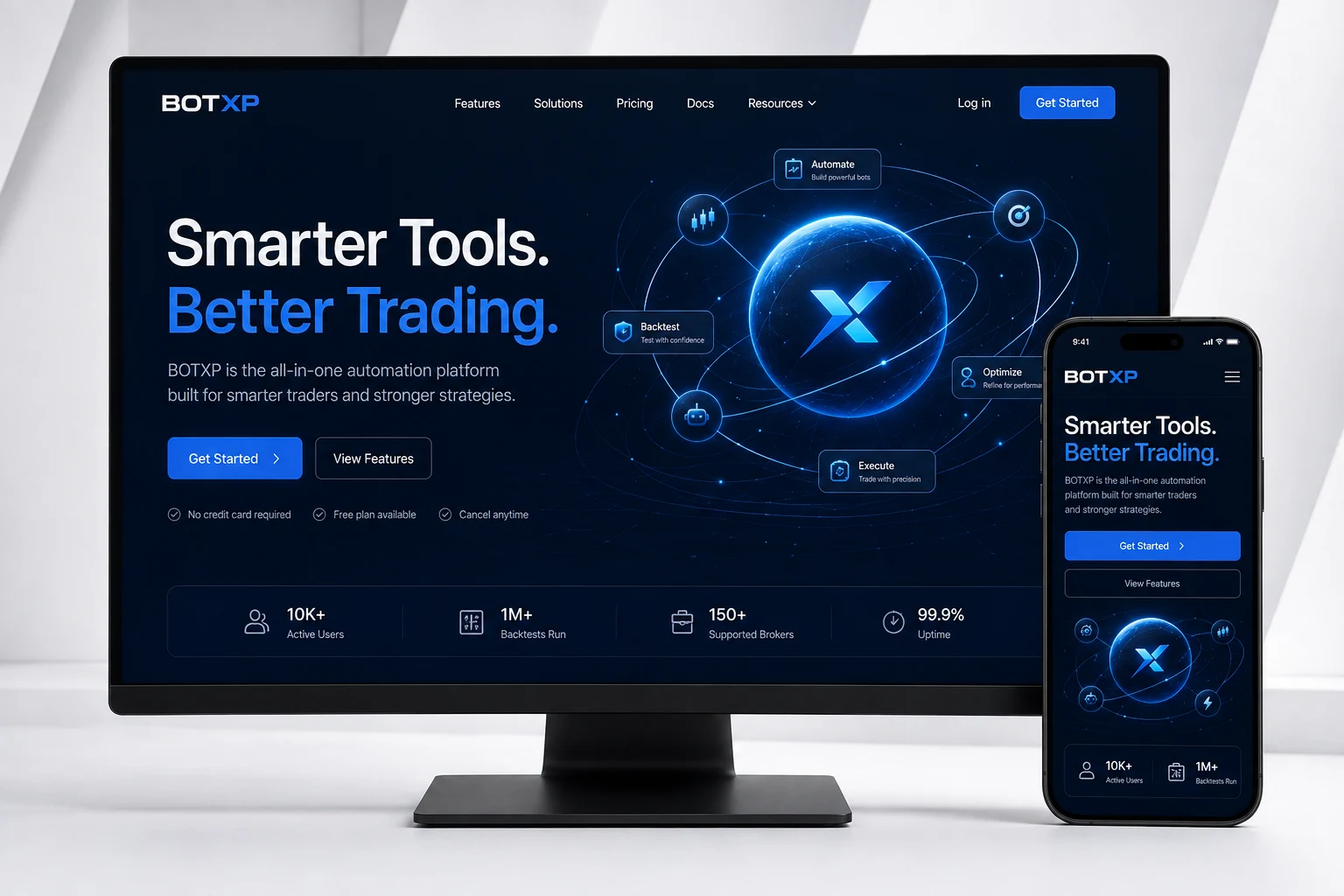 BotXP desktop and mobile website preview