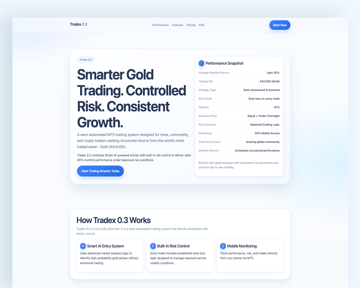 Tradex0.3 project interface preview